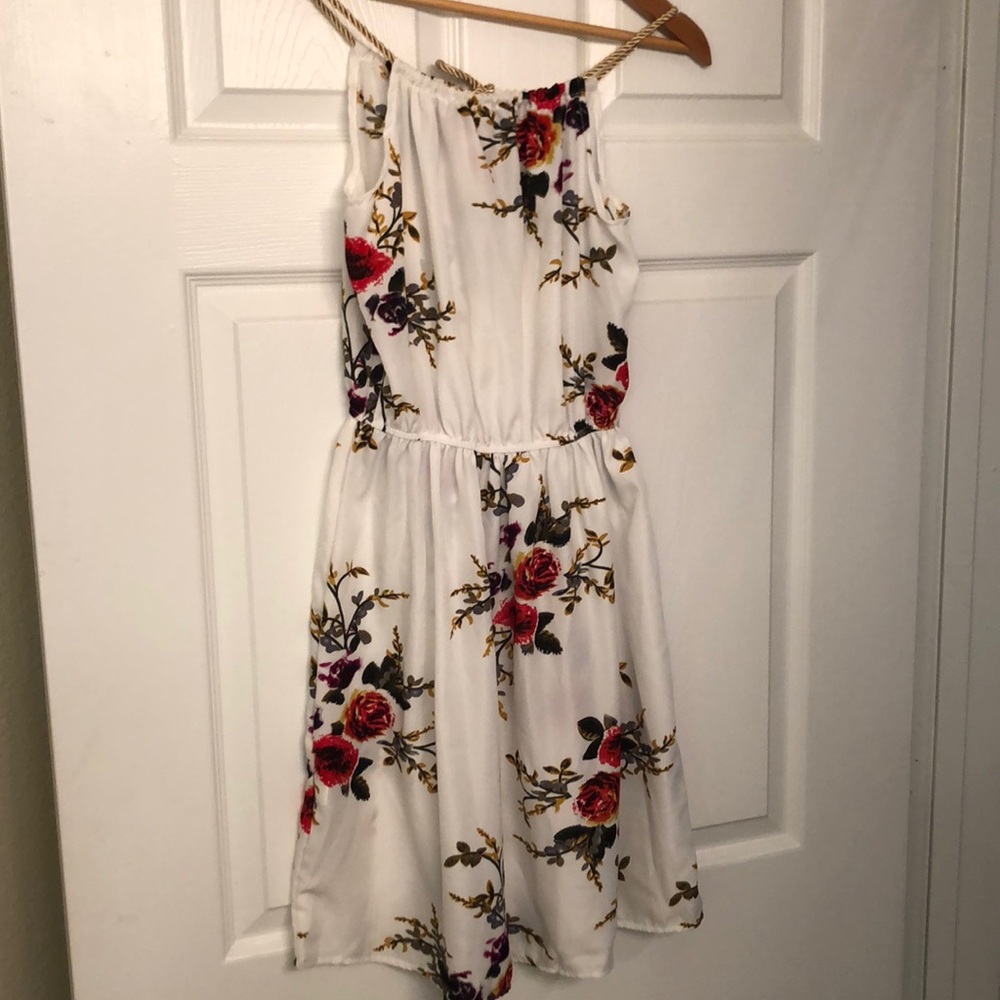 White and red flowered dress